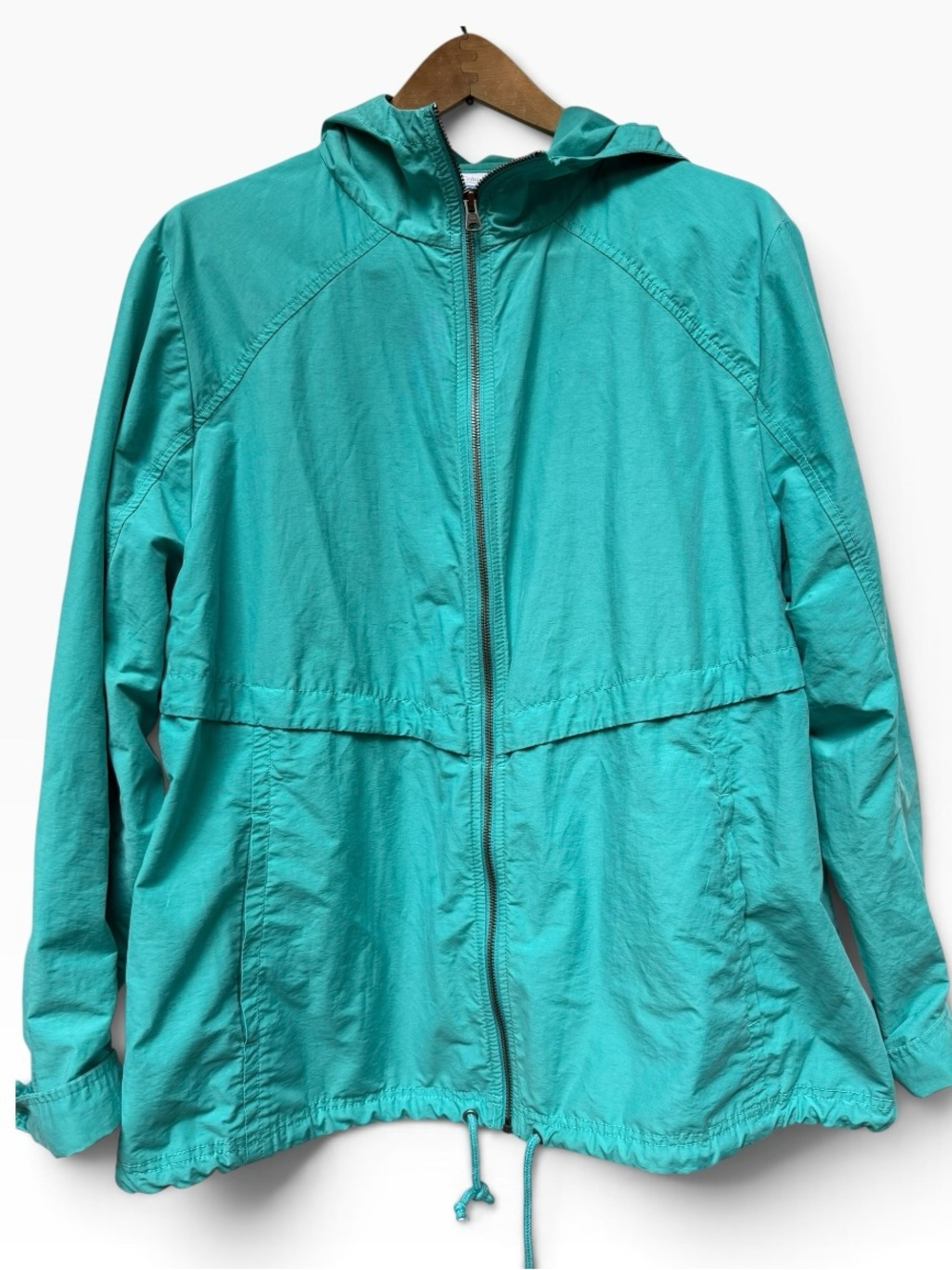 Columbia Teal Green Full Zip Hooded Windbreaker Jacket Women's Size 2X